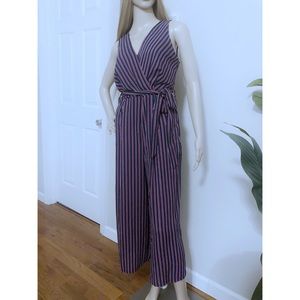 3/4 Length Striped Jumpsuit
